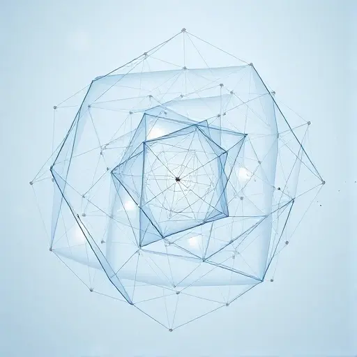 An abstract visual representation of modern set theory featuring the axiom of weak regularity and nondeterministic sets: a complex, layered structure of translucent, interwoven geometric forms suggesting sets within sets, with subtle glowing nodes indicating elements, and faint, branching probabilistic pathways emerging from certain sets to symbolize nondeterminism; the overall composition is intricate yet harmonious, evoking mathematical depth and logical precision, with a cool color palette of