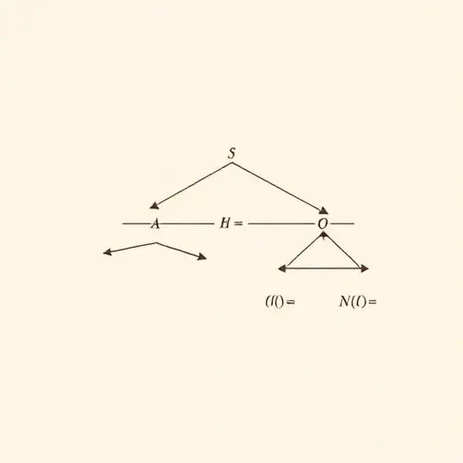 A minimalist abstract representation of mathematical concepts illustrating constructive mathematics, showing a constructive proof tree with arrows and symbols, subtle geometric shapes suggesting intuitionistic logic, no text or numbers, clean lines, muted colors, scientific illustration style