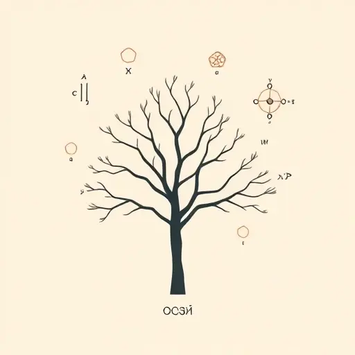 A minimalist scientific illustration showing a stylized tree silhouette labeled 'Лося' with abstract mathematical symbols representing 'Ультрафильтры' and 'Ультрапроизведения структур' floating around it, rendered in clean vector lines and soft pastel colors, emphasizing theoretical concepts without text or numbers