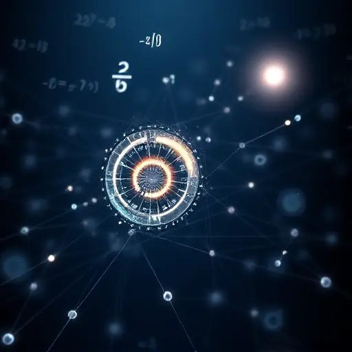 An abstract visual representation of Diophantine approximation theory, featuring a complex network of rational approximations converging toward an irrational number symbolized by a glowing, non-repeating decimal spiral; subtle mathematical symbols like continued fractions and inequality bounds (|α - p/q| < 1/q^κ) float in the background, with a faint, ethereal glow highlighting transcendental numbers as isolated points beyond the approximation lattice; the color palette is deep indigo and silver