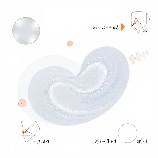 A detailed scientific illustration showing a flowing Ricci flow on a curved manifold, with Ricci curvature tensors visualized as swirling patterns, geometric shapes morphing smoothly, and abstract mathematical symbols representing the Poincaré conjecture proof, all rendered in a clean, minimalistic style