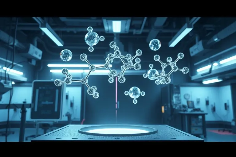 A futuristic laboratory setting showcasing the optical levitation of ultra-cold molecules. The scene should include advanced scientific equipment such as lasers, vacuum chambers, and cooling systems. The molecules should be depicted as glowing, ethereal particles suspended in mid-air, with a focus on the intricate details of the experimental setup. The overall atmosphere should convey a sense of cutting-edge research and the potential of quantum technologies.