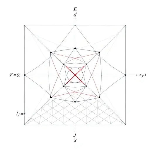 An abstract geometric illustration representing the theoretical foundations of projective planes based on t-structures, highlighting the specificity of semi-fields and their role in forming semi-field planes, with symbolic algebraic structures, lattice-like patterns, and projective geometry elements such as points, lines, and incidence relations, rendered in a clean, precise, high-quality smallHQ style