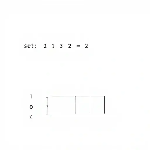 A minimalist educational illustration showing a set with cardinality symbols and a Boolean algebra lattice diagram, using clean lines and muted colors, no text or numbers visible