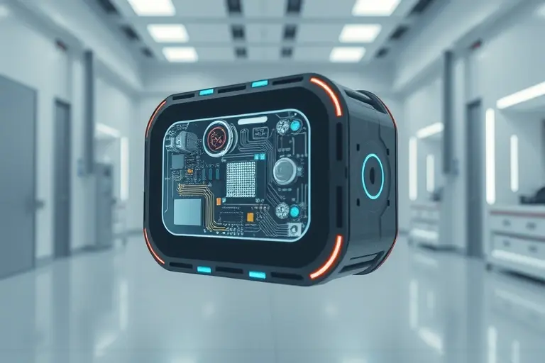 A futuristic, ultra-durable electronic device with no visible signs of wear or degradation, glowing with subtle internal circuitry, floating in a clean, minimalist laboratory setting with soft ambient lighting, representing long-term stability and resilience