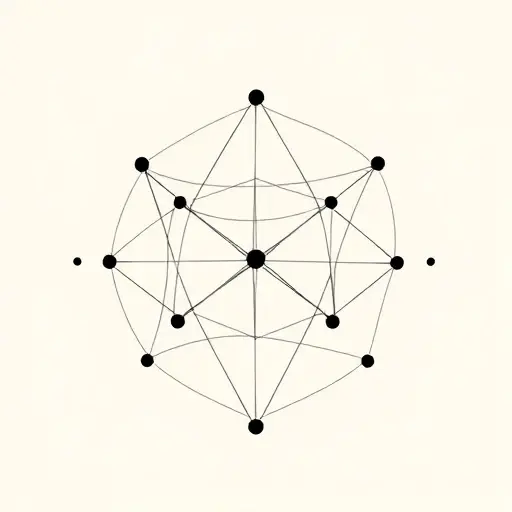 An abstract illustration representing the theoretical group analysis of algebraic solvability. The image should depict interconnected geometric shapes and symbols that evoke mathematical concepts, such as groups, symmetry, and algebraic structures. Use a minimalist and precise style to convey the logical and deductive nature of the theorem. Include elements that suggest the complexity and elegance of mathematical proofs, such as flowing lines and balanced compositions.