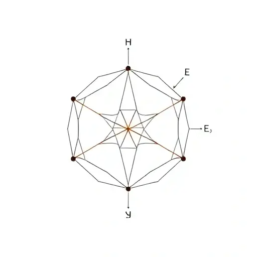 A minimalist abstract representation of a mathematical theorem titled 'Лося' (Lyosha) and ultra-products of structures, showing symbolic elements like interlocking geometric shapes, abstract algebraic structures, and subtle visual cues of logical connections, rendered in a clean, high-detail style suitable for a smallHQ aesthetic