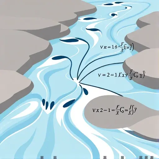 A visually appealing representation of the fundamental concepts of fractional calculus. Depict a flowing river splitting into multiple streams, each representing a different order of fractional derivative. The streams should converge again, symbolizing the integration process. Use abstract shapes and colors to represent the mathematical concepts, avoiding literal equations. Focus on conveying the idea of continuous change and interconnectedness.