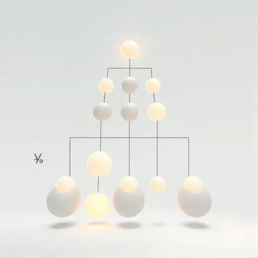 An abstract mathematical illustration representing pure sets and urelements in ZFC set theory, showing a hierarchical structure of sets containing both other sets and abstract urelement symbols (like simple geometric shapes or glowing orbs) that are indistinguishable from each other, emphasizing the indistinguishability problem of urelements, with a clean, minimalist aesthetic, soft gradients, and subtle set-theoretic notation in the background (like ∈ symbols) but no readable text or digits