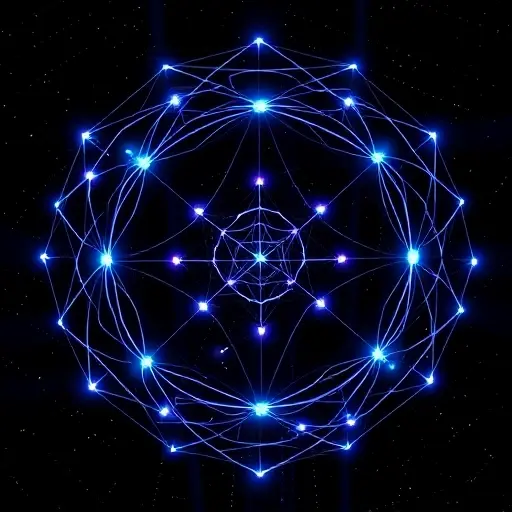 An abstract visualization of octonions as a seven-dimensional hypercomplex number system, showing non-associative multiplication through interconnected geometric shapes like twisted tori or fractal-like lattices in 7D projection, with glowing nodes representing basis elements and dynamic, non-commutative arrows indicating failed associativity, all rendered in a clean, high-detail smallHQ style with soft neon blues and violets on a dark cosmic background