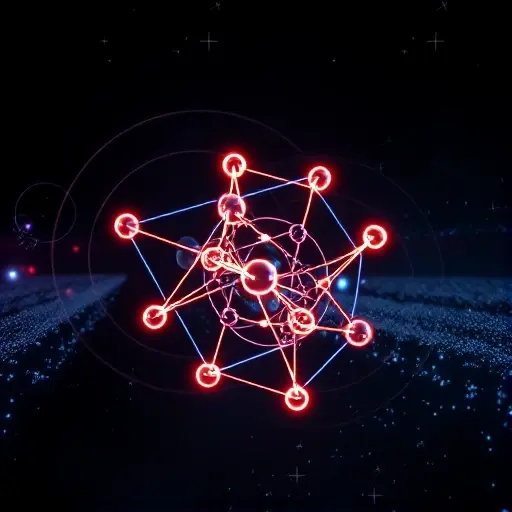 A conceptual scientific visualization representing the intersection of group theory and quantum chemistry. Abstract geometric symmetry operations, such as rotations and reflections of a complex molecule, depicted as glowing neon lines and mathematical manifolds. In the background, stylized electronic orbitals and wave functions overlapping in a dark, deep-space void with shimmering particles of light, symbolizing quantum states and molecular symmetry.