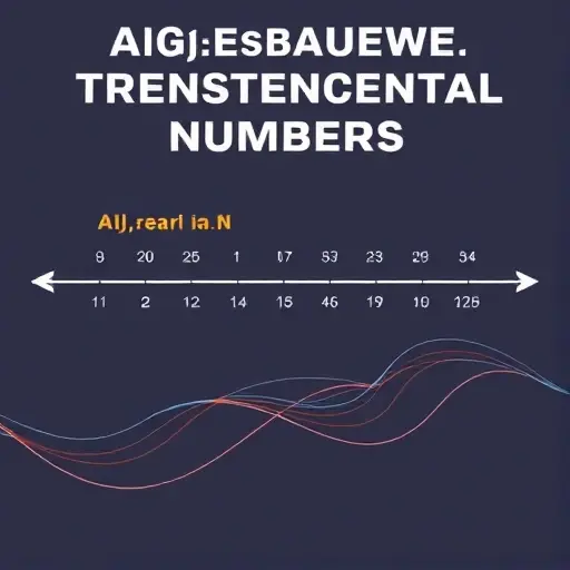 A visual representation of the difference between algebraic and transcendental numbers. Depict a number line with algebraic numbers marked as distinct points and transcendental numbers as a continuous line. Use geometric shapes to represent algebraic numbers and a flowing, abstract pattern for transcendental numbers to highlight their different properties.