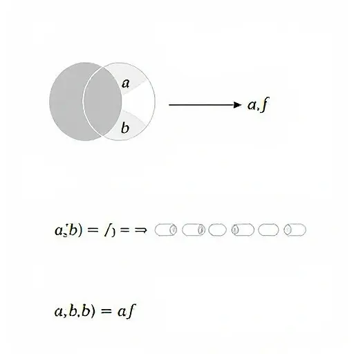 An abstract algebraic diagram showing a transition from a general ring with zero divisors (represented as overlapping, intersecting elements labeled 'a' and 'b' with a·b=0) to an integral domain (represented as a clean, linearly ordered set of elements with no zero products, symbolized by a simple chain or lattice without intersections), using subtle algebraic notation and minimal symbols, in a clean, educational, monochrome-with-accent style