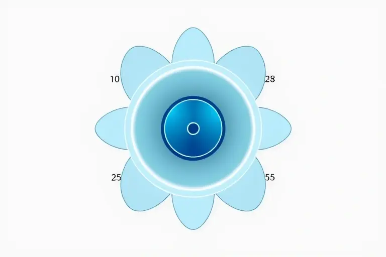 A high-quality scientific illustration showing a stylized atomic nucleus with shell model magic numbers highlighted, featuring smooth curves, subtle gradients, and a clean educational aesthetic suitable for a physics article