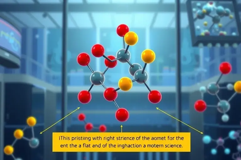 A high-quality scientific illustration showing a flat molecule structure being debunked, with a modern scientific background, vibrant colors, and clear labels indicating the discovery's impact on modern science, no text or numbers in the image