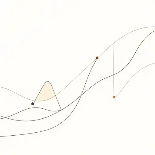 A minimalist abstract composition representing theoretical foundations of associative and Lie algebras, featuring subtle geometric shapes and flowing lines to symbolize commutation relations between operators, rendered in a clean, scientific illustration style