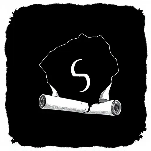 A minimalist black-and-white illustration of a cracked parchment scroll with a single incomplete mathematical proof symbol emerging from a dark void, subtle geometric patterns suggesting recursion, no text or numbers visible